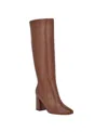 Calvin Klein Arista Boots Womens Brown Leather Block Heel Knee High Lion615 In Brown
