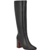 Calvin Klein Arista Womens Black Leather Block Heel Knee-high Boots Lion754 In Black