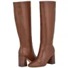 Calvin Klein Arista Boots Womens Brown Leather Block Heel Knee High Lion615 In Brown