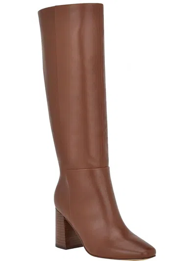 Calvin Klein Arista Womens Tall Block Heel Knee-high Boots In Brown
