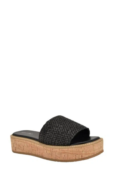 Calvin Klein Arzelia Platform Sandal In Black Woven