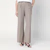 Calvin Klein Ash Grey Trousers In Linen Blend In Animal Print