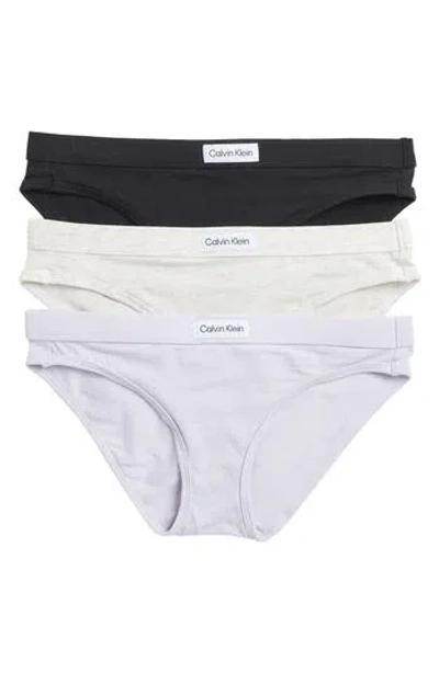 Calvin Klein Assorted 3-pack Bikinis In Black/snow