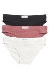 Calvin Klein Assorted 3-pack Bikinis In P2u Black/snow