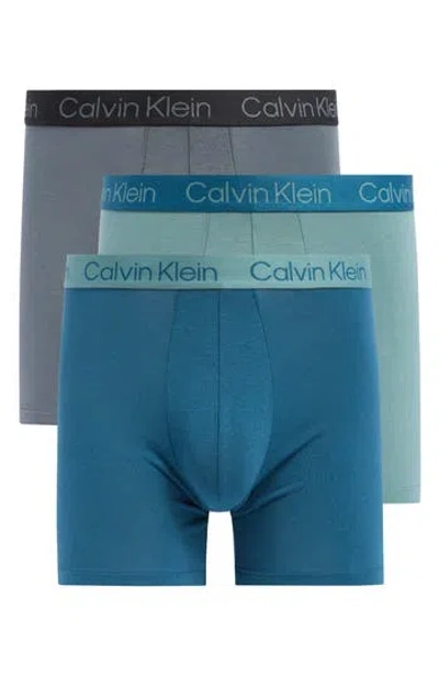 Calvin Klein Assorted 3-pack Boxer Briefs In Turbulence/blue