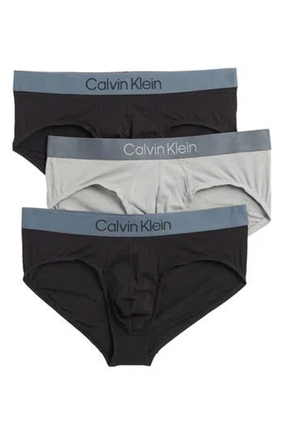 Calvin Klein Assorted 3-pack Modal Briefs In Black/wolf