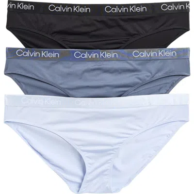 Calvin Klein Assorted 3-pack Motive Shine Bikini Briefs In Plt Black/grisa