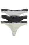 Calvin Klein Assorted 3-pack Rib Thongs In Black/grey/light Beige
