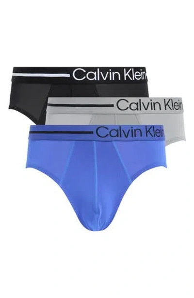 Calvin Klein Assorted 3-pack Stretch Hipster Briefs In Dazzling Blue/grey/black