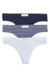 Calvin Klein Assorted 3-pack Thongs In Plw Shoreline/g