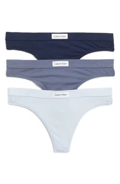 Calvin Klein Assorted 3-pack Thongs In Plw Shoreline/g