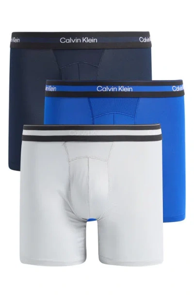 Calvin Klein Assorted 3-pack Icon Active Mesh Boxer Briefs In Dark Saph/cobalt/harbor Mist
