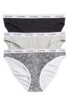 Calvin Klein Assorted 3-pack Logo Bikinis In Gray