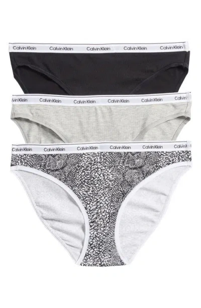 Calvin Klein Assorted 3-pack Logo Bikinis In Black/gh/ms Small Black
