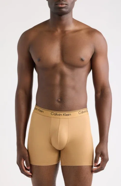 Calvin Klein Assorted 3-pack Microfiber Boxer Briefs In Bronze Flash/black/olive Night