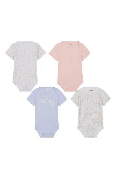 Calvin Klein Babies'  Assorted 4-pack Boysuits In Blue