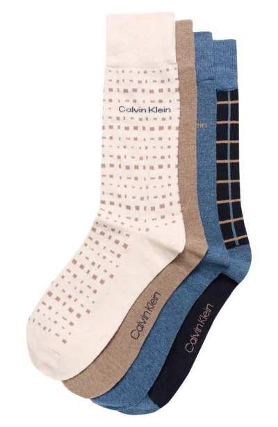 Calvin Klein Assorted 4-pack Dress Socks In Marine Blue