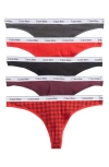 Calvin Klein Assorted 5-pack Cotton Blend Thongs In Multi