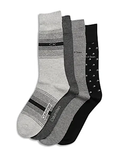 Calvin Klein Assorted Dress Crew Socks - 4 Pk. In Gray