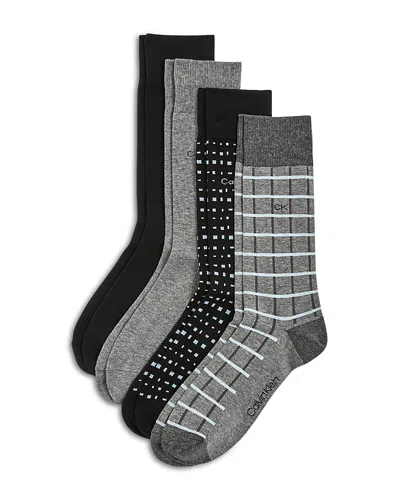 Calvin Klein Assorted Dress Crew Socks, Pack Of 4 In Black