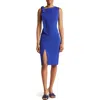 Calvin Klein Asymmetric Bow Sheath Dress In Ultramarine