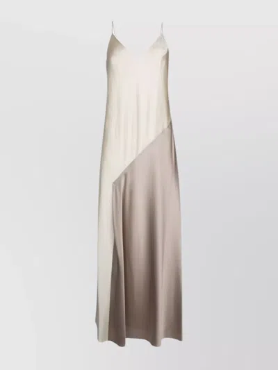 Calvin Klein Asymmetric Hem Satin Midi Dress In Gray