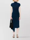Calvin Klein Asymmetric Wrap Midi Dress In Blue