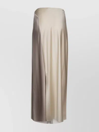 Calvin Klein Asymmetrical Cut Midi Length Skirt With Side Slit In Neutral