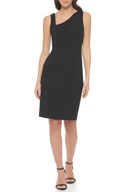 Calvin Klein Asymmetrical Sleeveless Sheath Dress In Black