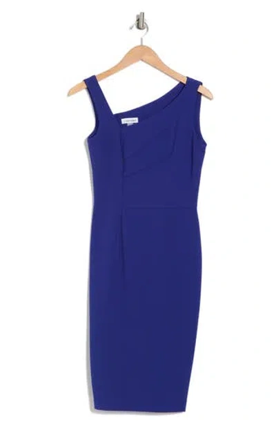 Calvin Klein Asymmetrical Sleeveless Sheath Dress In Ultramarine