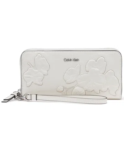 Calvin Klein Audrey Boxed Floral Emboss Wallet In Cerb White