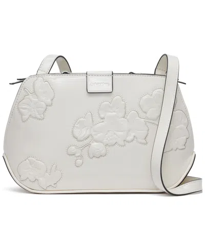 Calvin Klein Audrey Floral Emboss Crossbody In Cerb White