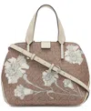 Calvin Klein Audrey Floral Signature Convertible Satchel In Almond Multi
