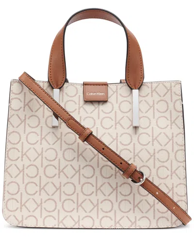 Calvin Klein Audrey Signature Convertible Crossbody In Brown