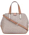 Calvin Klein Audrey Signature Convertible Satchel In Almond Taupe,caramel