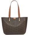 Calvin Klein Audrey Signature Tote In Brn Khk,caramel