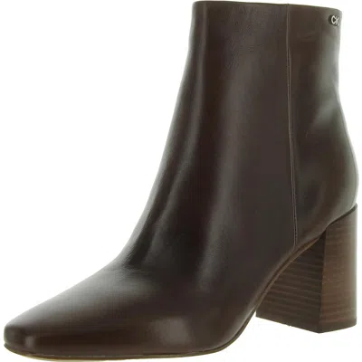 Calvin Klein Audrina Womens Leather Square Toe Booties In Multi