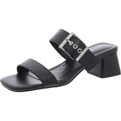Calvin Klein Averie Womens Buckle Faux Leather Slide In Black