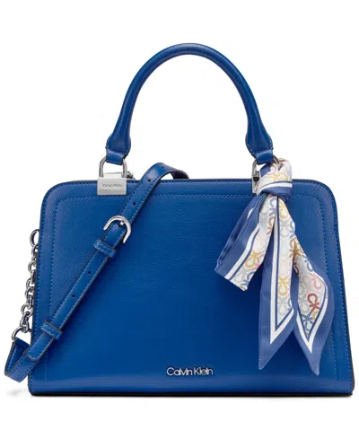 Calvin Klein Azalea Small Adjustable Satchel Handbag In Blue