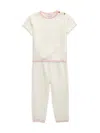 Calvin Klein Baby Girls Logo Print French Terry Tee And Pants, 2-piece Set In Ivory Pink