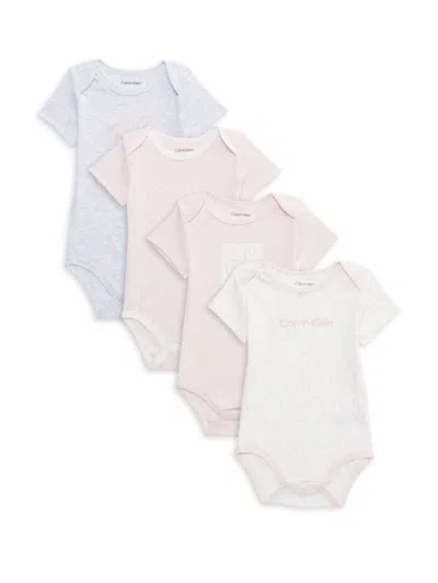 Calvin Klein Baby's 4-piece Logo Bodysuit Set In Light Pink Multi