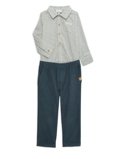 Calvin Klein Baby Boy's 2-piece Check Bodysuit & Pants Set In Blue Multi
