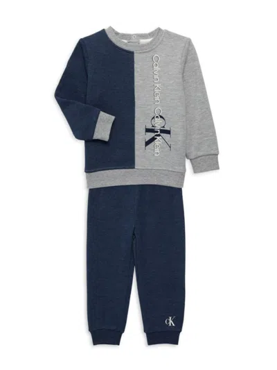 Calvin Klein Baby Boy's 2-piece Crewneck Sweatshirt & Joggers Set In Blue