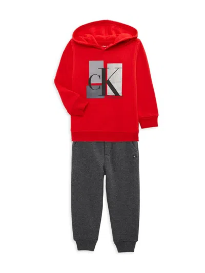 Calvin Klein Baby Boy's 2-piece Logo Hoodie & Solid Joggers Set In Red