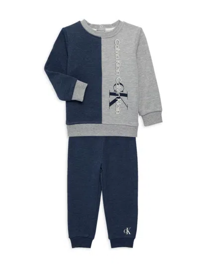 Calvin Klein Baby Boy's 2-piece Logo Sweatshirt & Joggers Set In Blue