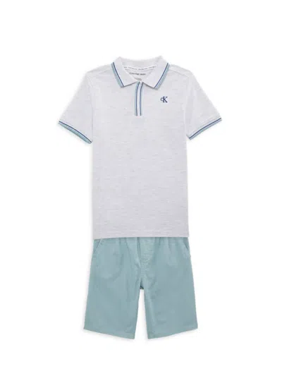 Calvin Klein Baby Boy's 2-piece Polo & Shorts Set In White