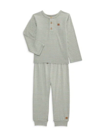 Calvin Klein Baby Boy's 2-piece Striped Henley & Joggers Set In Grey Stripe