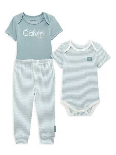 Calvin Klein Baby Boy's 3-piece Bodysuits & Pants Set In Blue