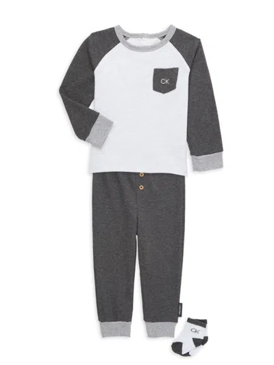 Calvin Klein Baby Boy's 3-piece Tee, Pants & Socks Set In Grey White