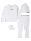 CALVIN KLEIN BABY BOY'S 4-PIECE LOGO COTTON SHIRT & PANTS SET